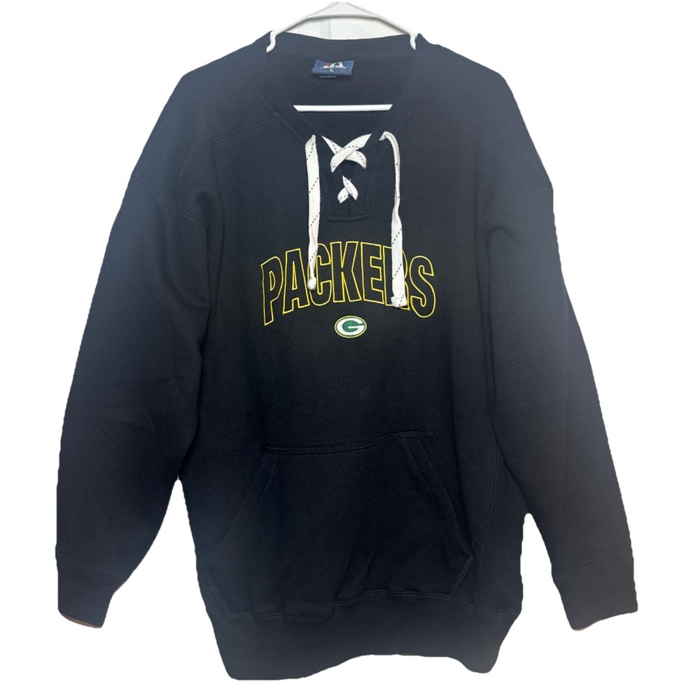 Green‎ Bay Packers J. America Lace‑Up Hoodie OKO's Outpost Warrens WI XL